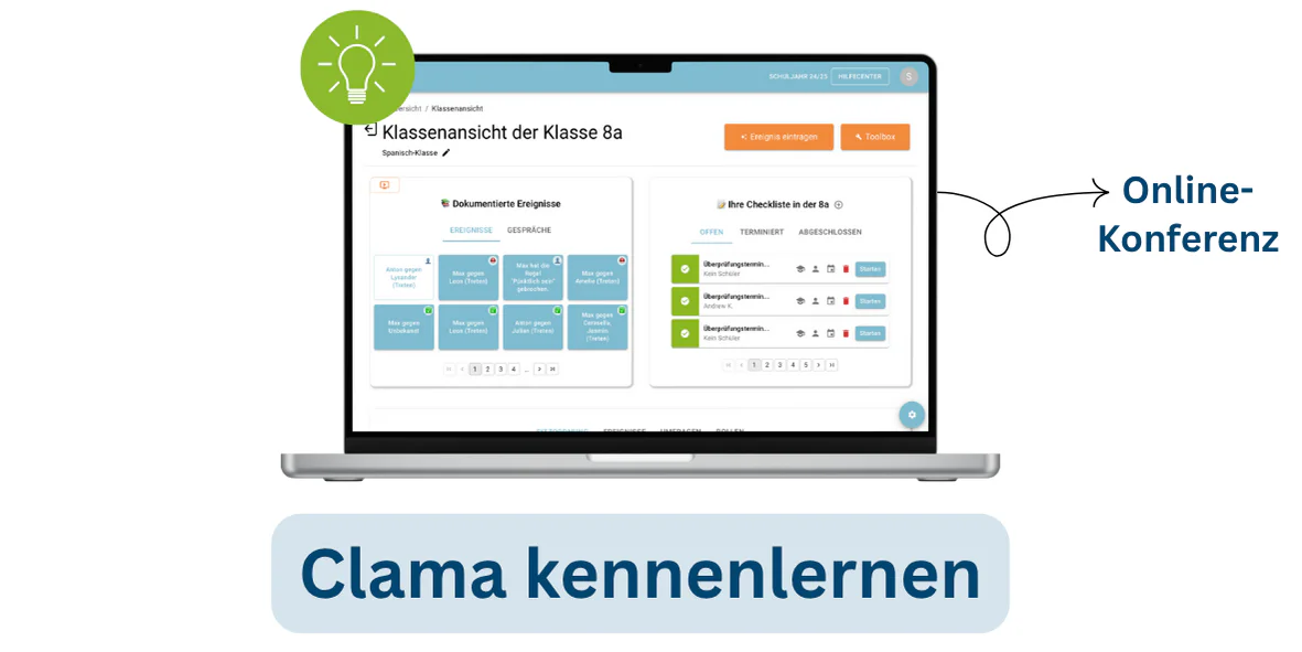 👥 Sie möchten Clama in ca. 15 Minuten der Schulleitung oder Steuergruppe vorstellen lassen (kostenfrei).